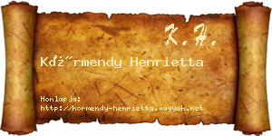 Körmendy Henrietta névjegykártya