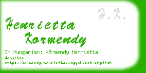 henrietta kormendy business card